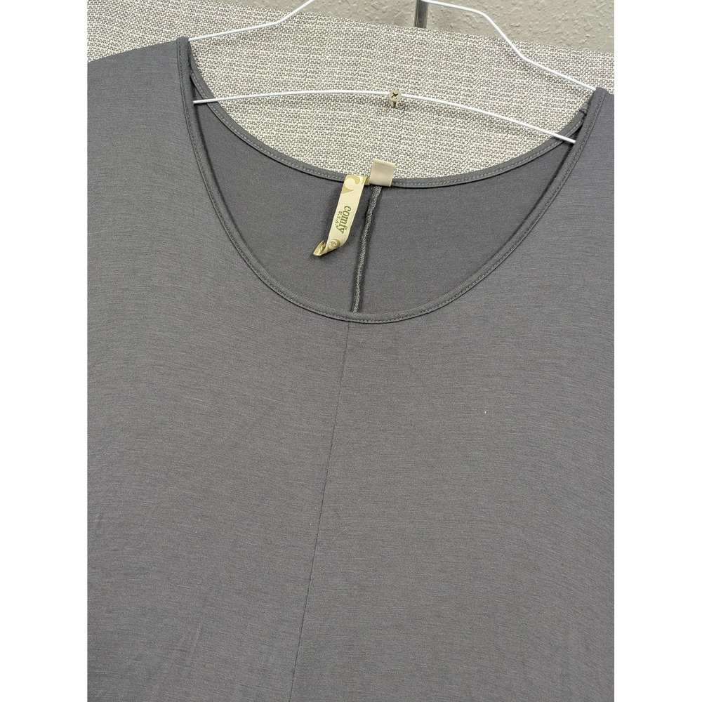 Comfy USA Dress Womens Medium Gray Trapeze Maxi Asym Hem Swing Half Sleeve